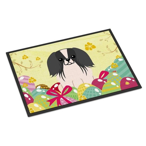Carolines Treasures BB6105MAT 18 x 27 in. Easter Eggs Pekingnese Black White Indoor or Outdoor Mat BB6105MAT - main